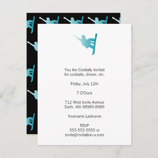 gradiëntblauwe sneeuwboarder kaart (Voorkant / Achterkant)