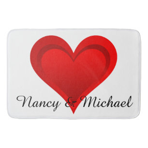 Gradiënten RED LOVE HEART + jouw tekst & ideeën Badmat