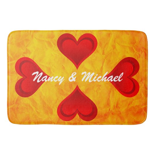 Gradiënten RED LOVE HEART + jouw tekst & ideeën Badmat (Voorkant)