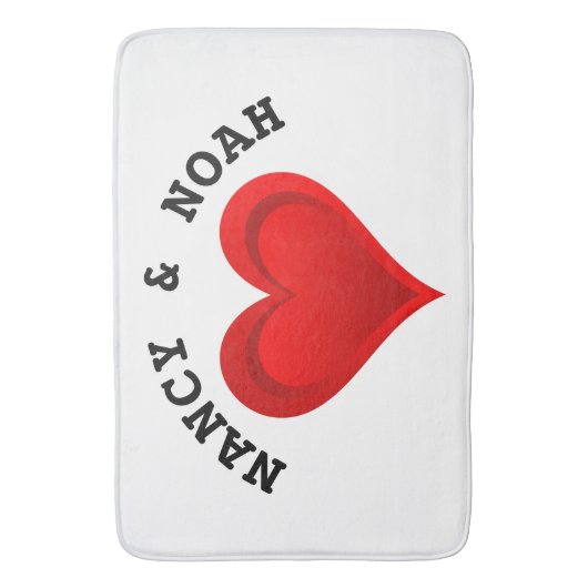 Gradiënten RED LOVE HEART + jouw tekst & ideeën Badmat (Voorkant Verticaal)
