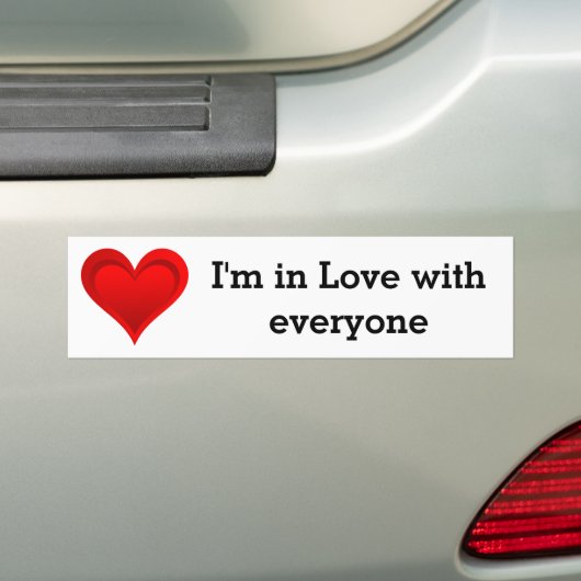 Gradiënten RED LOVE HEART + jouw tekst & ideeën Bumpersticker (Op auto)