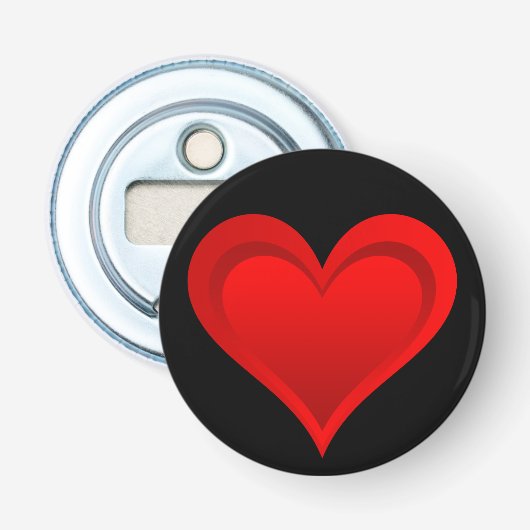 Gradiënten RED LOVE HEART + jouw tekst & ideeën Button Flesopener (Voorkant)