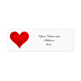 Gradiënten RED LOVE HEART + jouw tekst & ideeën Etiket