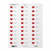 Gradiënten RED LOVE HEART + jouw tekst & ideeën Etiket (Full Sheet)