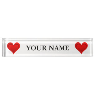 Gradiënten RED LOVE HEART + jouw tekst & ideeën Naambordje