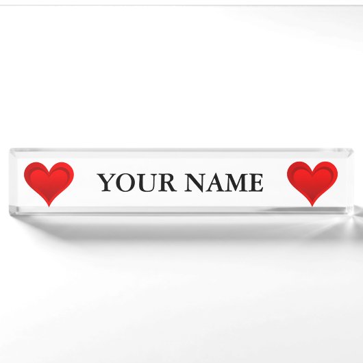 Gradiënten RED LOVE HEART + jouw tekst & ideeën Naambordje (Voorkant)