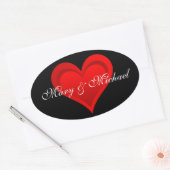 Gradiënten RED LOVE HEART + jouw tekst & ideeën Ovale Sticker (Envelop)