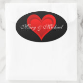 Gradiënten RED LOVE HEART + jouw tekst & ideeën Ovale Sticker (Tas)
