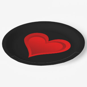 Gradiënten RED LOVE HEART + jouw tekst & ideeën Papieren Bordje