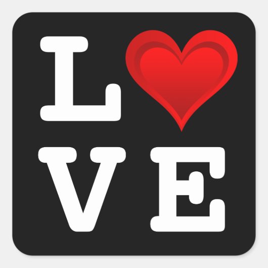 Gradiënten RED LOVE HEART + jouw tekst & ideeën Vierkante Sticker (Voorkant)