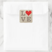Gradiënten RED LOVE HEART + jouw tekst & ideeën Vierkante Sticker (Tas)