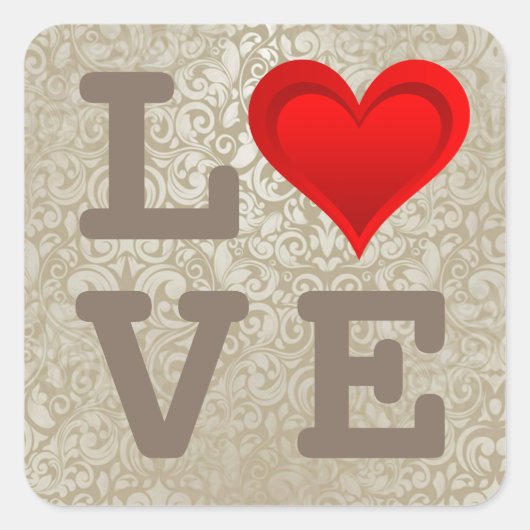 Gradiënten RED LOVE HEART + jouw tekst & ideeën Vierkante Sticker (Voorkant)
