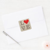 Gradiënten RED LOVE HEART + jouw tekst & ideeën Vierkante Sticker (Envelop)
