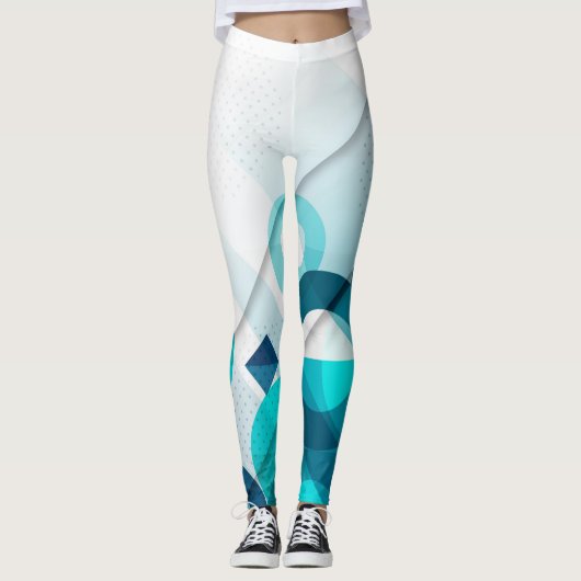 Gradiëntgeometrisch ontwerp in blauwe kleuren legg leggings (Voorkant)