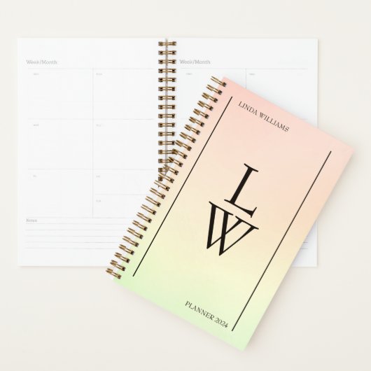 Gradiëntminimalistisch gepersonaliseerd bedrijf planner (Display)
