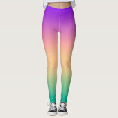 Gradiëntombre groene gele roze paarse zachte blurk leggings (Voorkant)