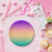 Gradiëntombre groene gele roze paarse zachte blurk papieren bordje (Feest)