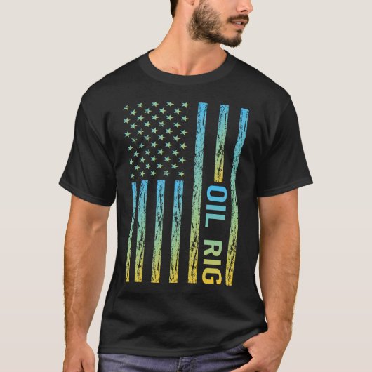 Gradiëntvlag 02 Olieplatform Ruw hals Offshore T-shirt (Voorkant)