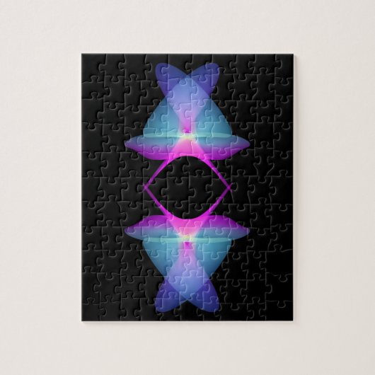 gradiëntvormen op zwart| futuristisch patroon | legpuzzel (Verticaal)