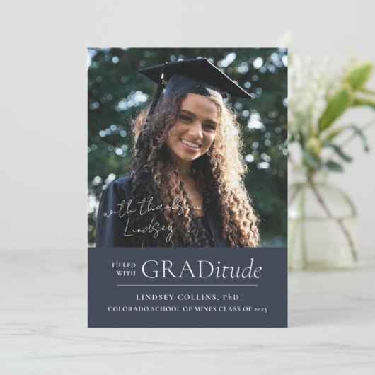 GRADitude Photo Navy Afstuderen koninklijke public Aankondiging (Staand voorkant)