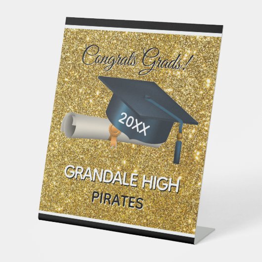 Grads! Fun, Custom Graduation Party Reclamebord Met Voetstuk (Voorkant)