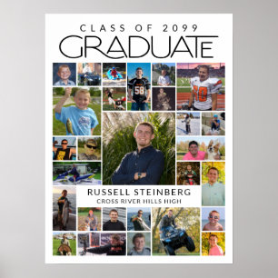 Graduaat 28 Foto Collage Modern Wit Zwart Poster