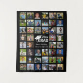 Graduaat 44 Foto Collage Naam School Zwart Wandkleed (Voorkant)