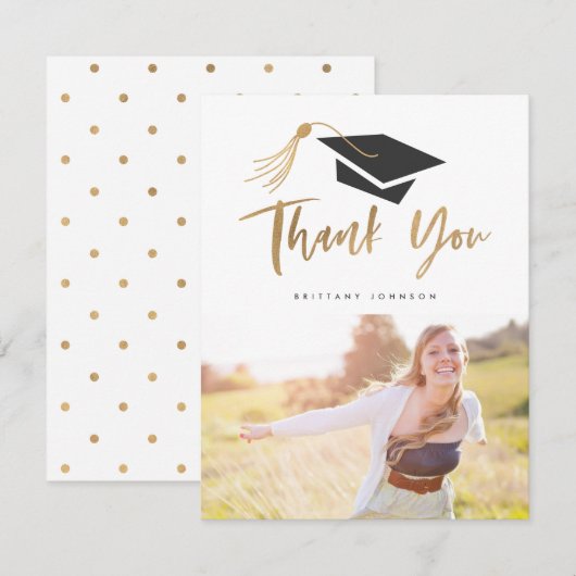 Graduale dop en Tassel Gold Foil Foto Aankondiging (Voorkant / Achterkant)