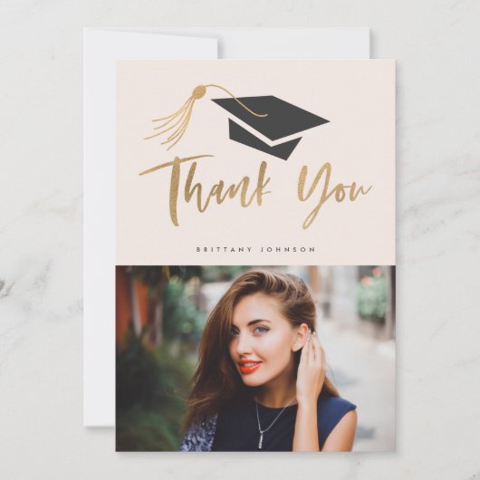 Graduale dop en Tassel Gold Foil Foto Blush Aankondiging (Voorkant)