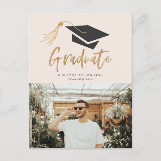Graduale kap en Tassel Gold Foil Foto: Aankondigingskaart (Voorkant)