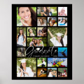 Graduate 19 Foto Collage Script Zwart Feestje Poster (Voorkant)