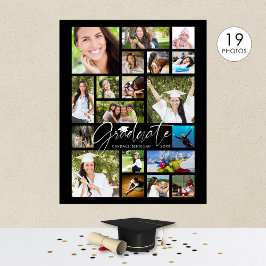 Graduate 19 Foto Collage Script Zwart Feestje Poster