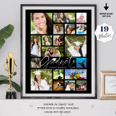 Graduate 19 Foto Collage Script Zwart Feestje Poster