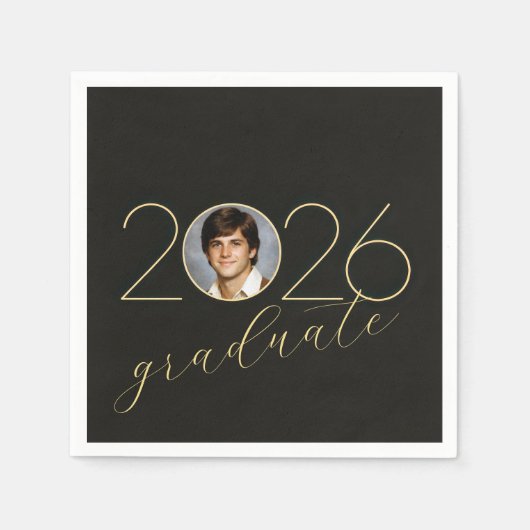 Graduate 2026 Photo Frame on Black Servet (Voorkant)