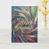 Graduate 2026 Swirling Colors Card Kaart (Gele Bloem)