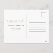 Graduate 2 photo watercolor botanical black gold feestdagenkaart (Achterkant)