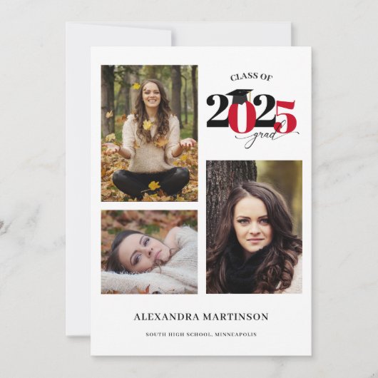 Graduate 3 Collage Red Class of 2023 Kaart (Voorkant)