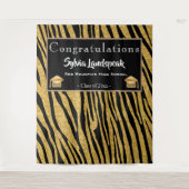 Graduate Achtergrond Gouden Zebra Strepen Wandkleed (Voorkant)