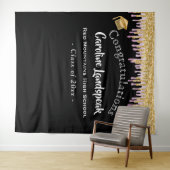 Graduate Achtergrond Roze Goud Glitter Druppelend Wandkleed (In Situ (horizontaal))