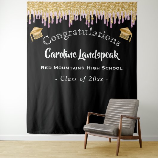 Graduate Achtergrond Roze Goud Glittersuiker Wandkleed (In situ)