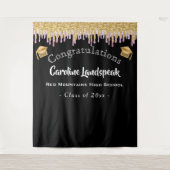 Graduate Achtergrond Roze Goud Glittersuiker Wandkleed (Voorkant)