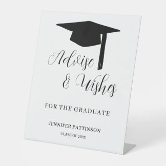 Graduate Advise & Wishes Graduation  Reclamebord Met Voetstuk