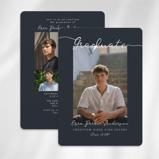 Graduate Announcement and Invitation with Photos Kaart