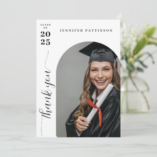 Graduate Arch Photo with Custom Message Graduation Bedankkaart (Staand voorkant)