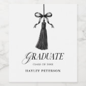Graduate Black Bow Tassel Graduation Favors Wijn Etiket (Enkel label)