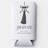 Graduate Black Bow Tassel Graduation Gift  Seltzer Blikjeskoeler (Voorkant)