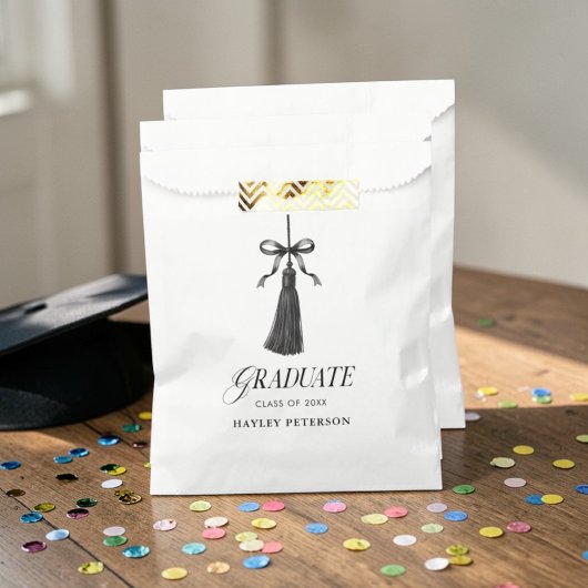 Graduate Black Bow Tassel Graduation Party Bedankzakje