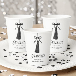 Graduate Black Bow Tassel Graduation Party Papieren Bekers