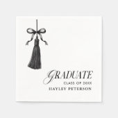 Graduate Black Bow Tassel Graduation Party Servet (Voorkant)
