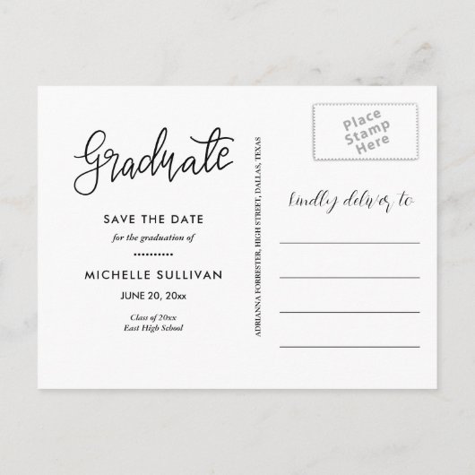 Graduate Casual Script | Modern Grad Photo Collage Aankondigingskaart (Achterkant)
